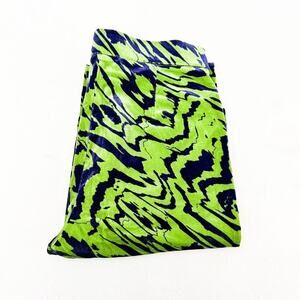 Zara Retro Swirl Split Hem Printed Jegging Wide Leg Green Blue Size Small